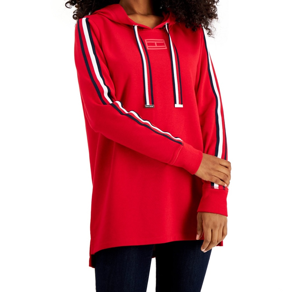 TOMMY HILFIGER CONTRAST TRIM HOODED TOP